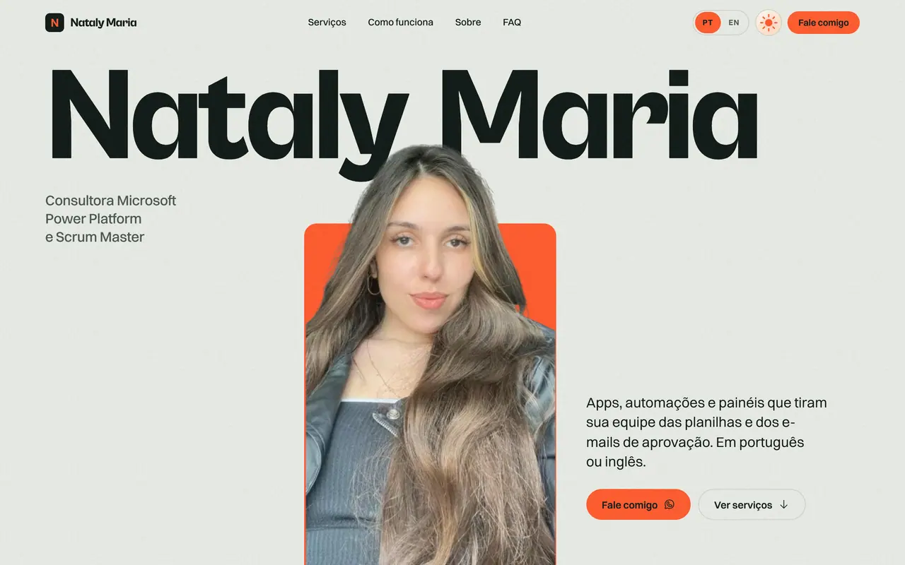 Site da Nataly Maria Consultoria feito pela Sena Wave